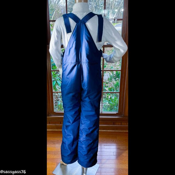 🆕VTG▪️BLACK BEAR▪️70's 80's Unisex Navy Blue Fully Lined Snow Ski Bib Overalls - Picture 2 of 11